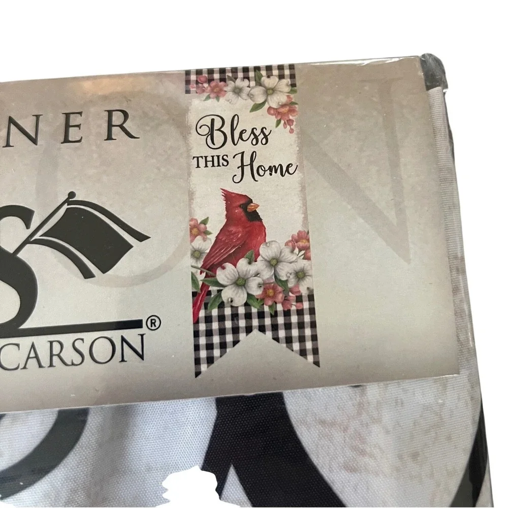 Flagtrends by Carson Door Banner Bless This‎ Home Cardinal Floral Buffalo Check